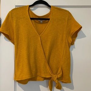 Madewell Texture & Thread Marigold Yellow Wrap-Tie Top